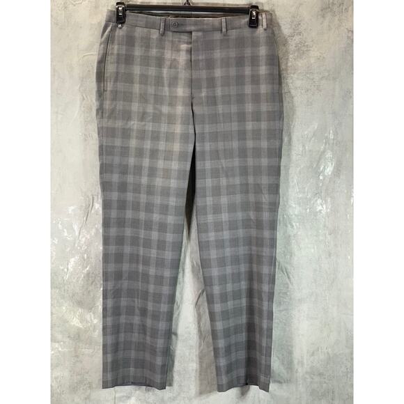 COLLECTION By MICHAEL STRAHAN Men's Grey Plaid Classic-Fit Pants SZ 36X32 - Picture 1 of 9